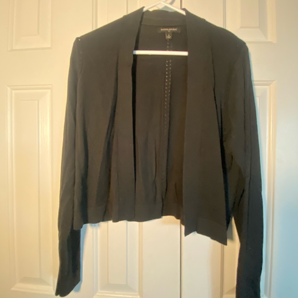 Banana Republic Black Open-Front Cropped Sweater